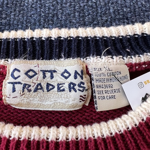 Vintage Cotton Traders Sweater Mens Extra Large Red Blue White Stars Striped 90s - Picture 2 of 7